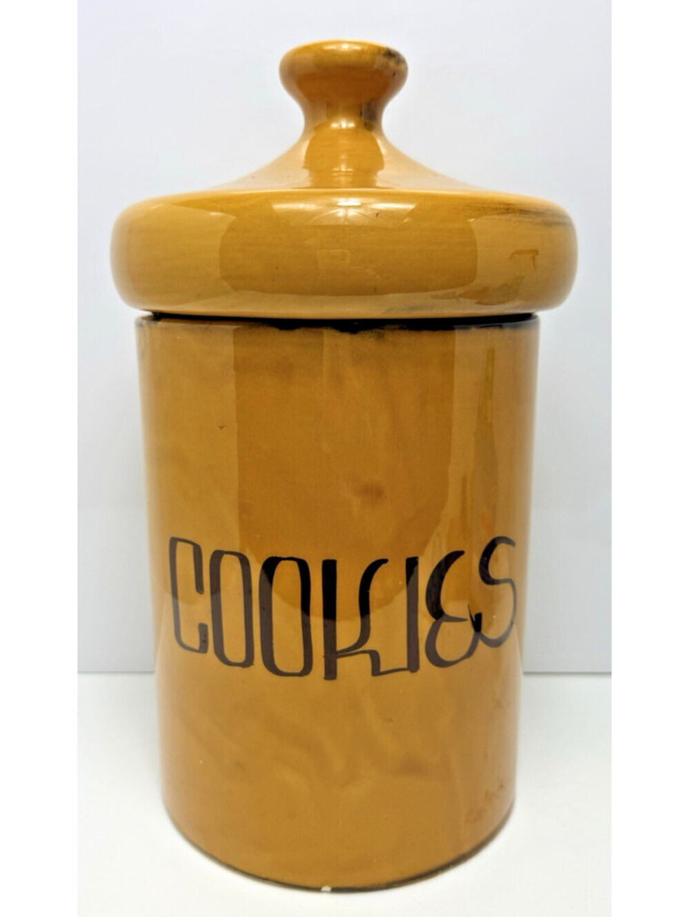 Vtg Ceramic Mushroom Top Cookie Jar Holiday Designs USA Harvest Yellow 12.5"H